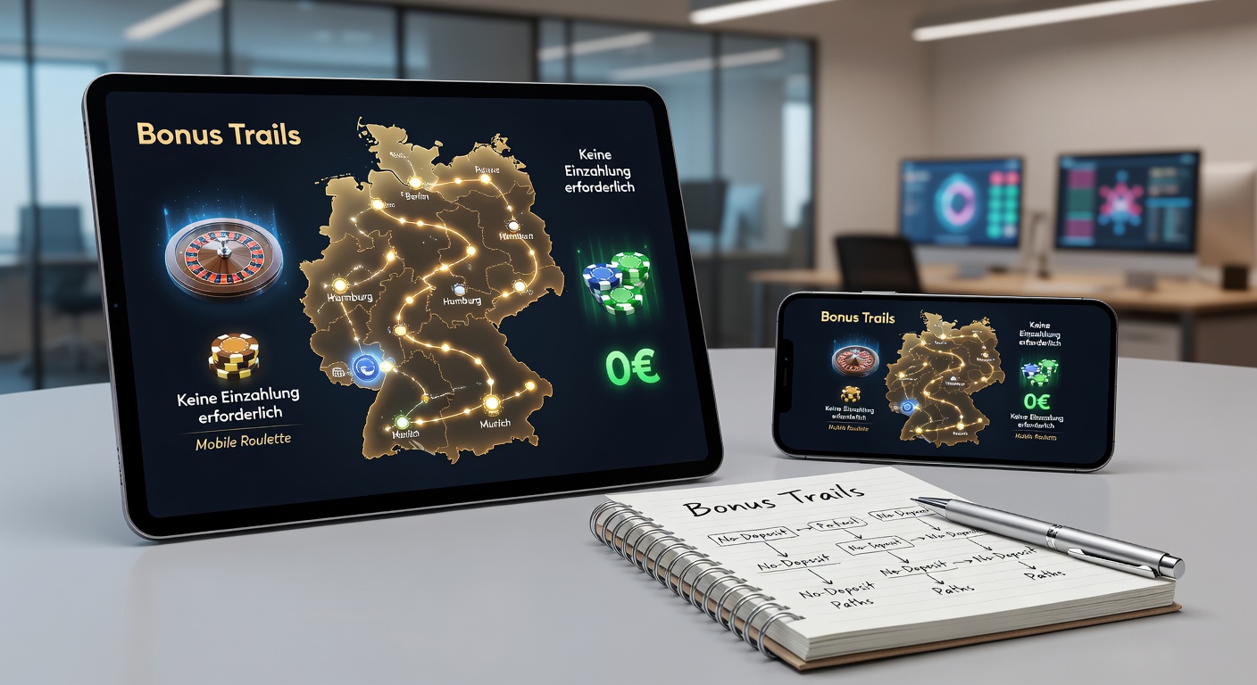 Grafik mit Bonuspfaden in einem Mobile-Roulette-Menü, inklusive Freispielen und Umsatzbalken für deutsche Nutzer