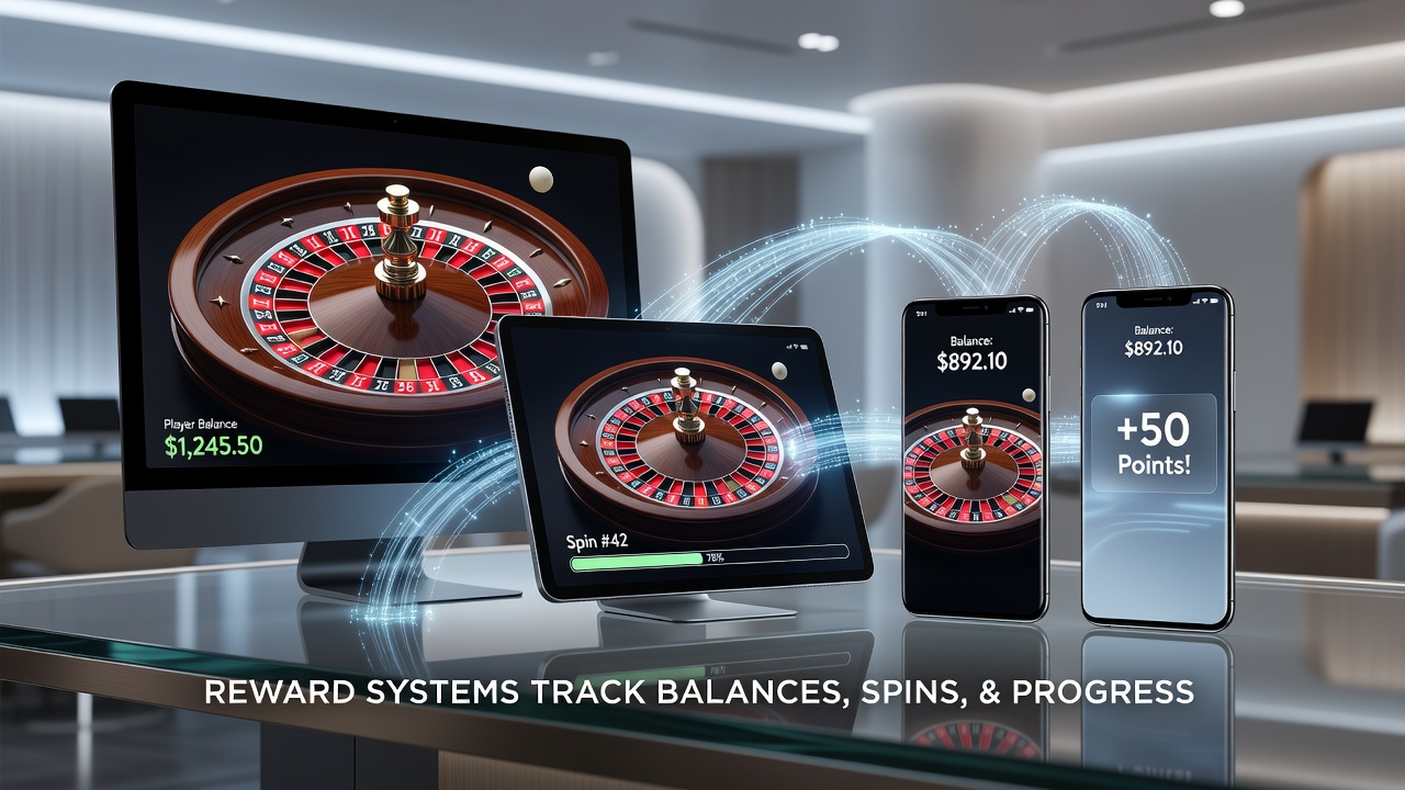 Spieler nutzen Smartphones, Tablets und Desktop-Computer während Roulette-Sessions