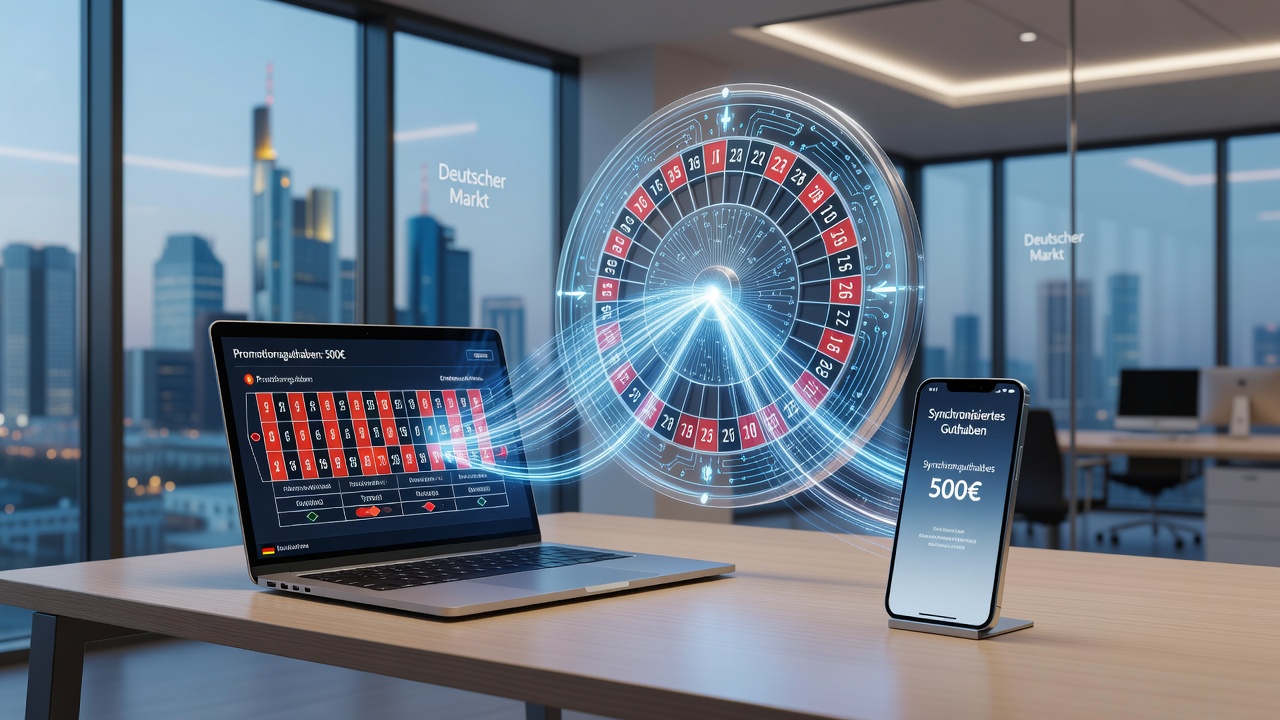 Darstellung der Guthaben-Synchronisation zwischen mobilen und Desktop-Geräten bei Roulette-Promotionen
