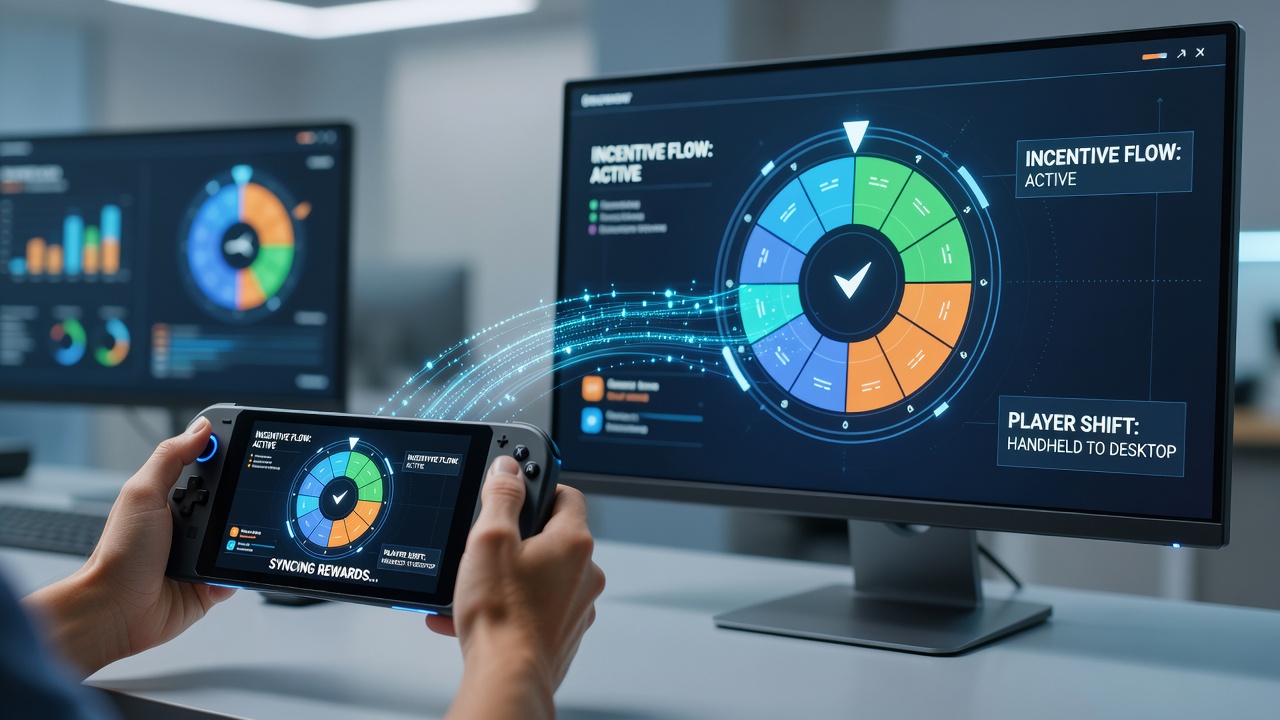 Illustration der Geräteübergänge bei Roulette-Sessions mit synchronisierten Incentives auf mobilen und Desktop-Plattformen